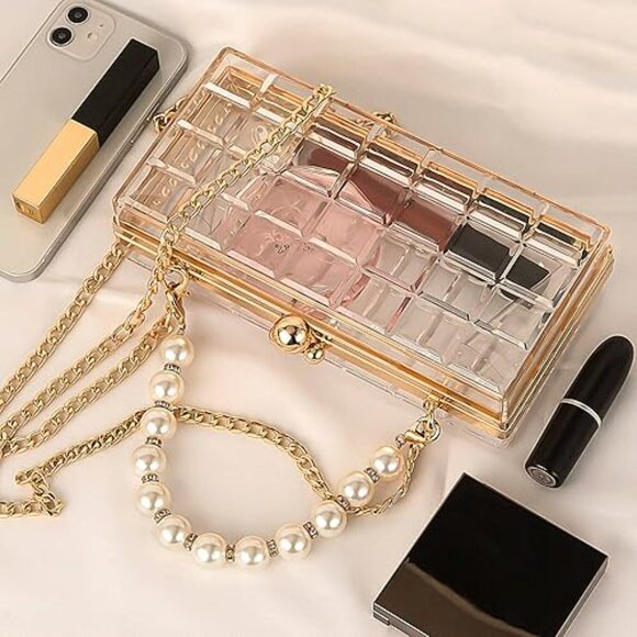 Neiman Marcus Pearl Acrylic Shoulder Evening Bag - Picture 3 of 4